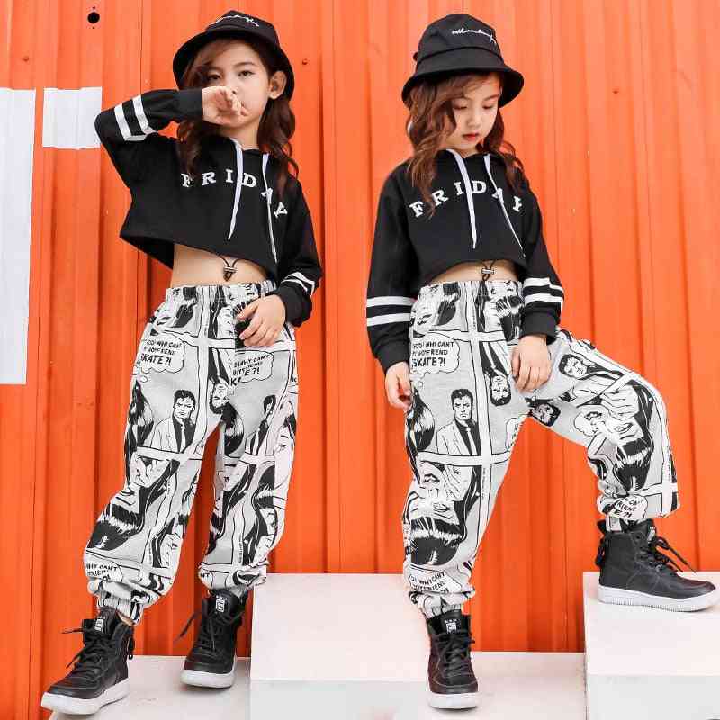 Kid Print Casual Pants/hoodie/shirt/sweatshirt, Girl Hip-hop Dance Clothes Costume