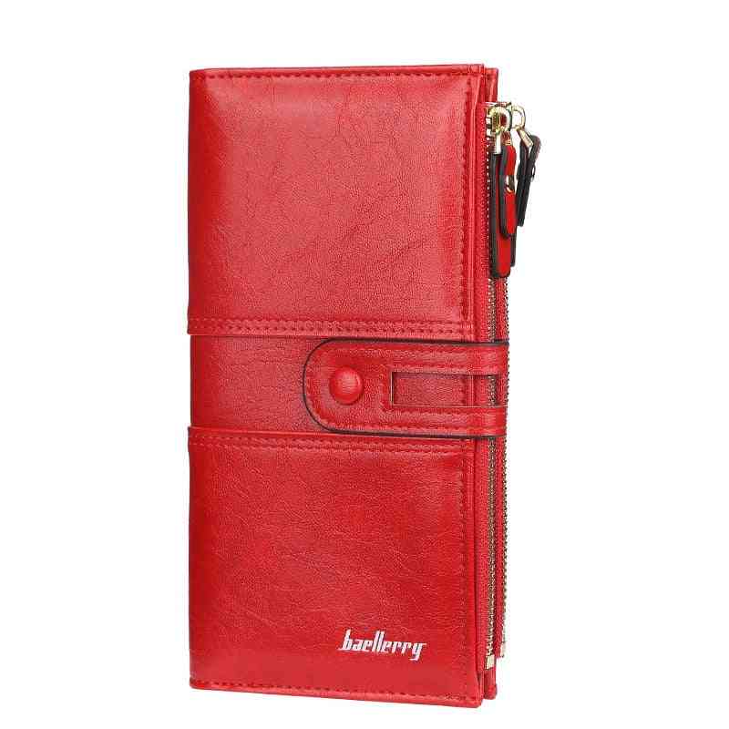 Women Fashion Long Leather Wallet, Card Holder Zipper Purse