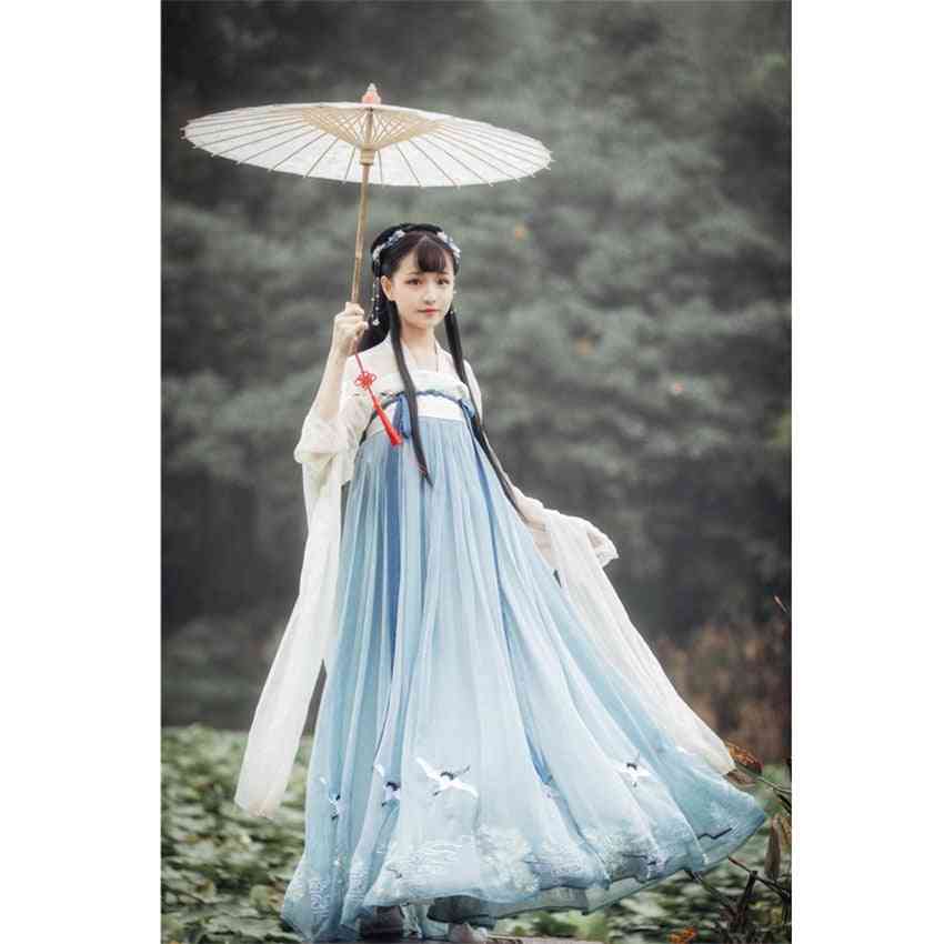 Woman hanfu Embroidery Oriental Tang Ancient Photography Dress