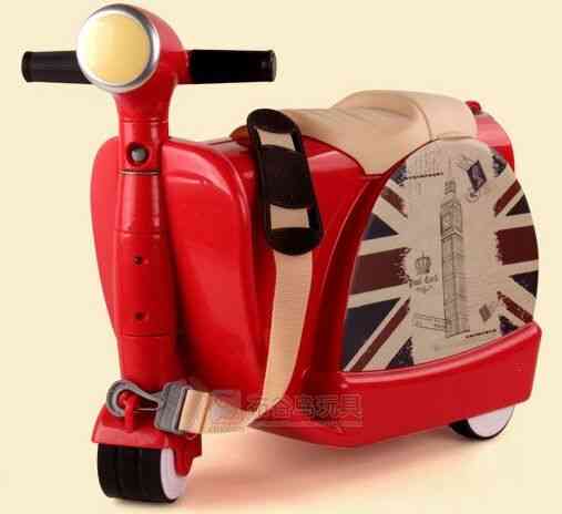 Scooter Luggage's Motorcycle Suitcase, Ride Boys And Girls Baby Trunk Trolley Case