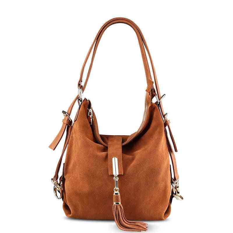 Women Real Suede Leather Shoulder Bag, Leisure Nubuck Convertible Handbag