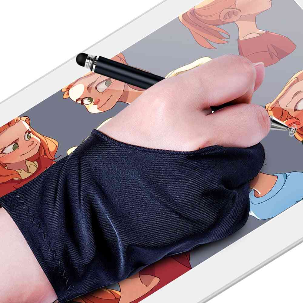Two Finger Tablet Stylus Pen Drawing Anti-touch Sweat-proof Anti-fouling Glove