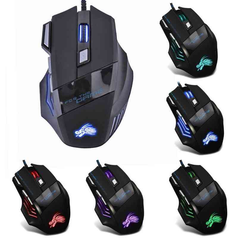 Led Optical Usb Wired Gaming Mouse, 7 Buttons Gamer Computer Mice For Laptop/desktop