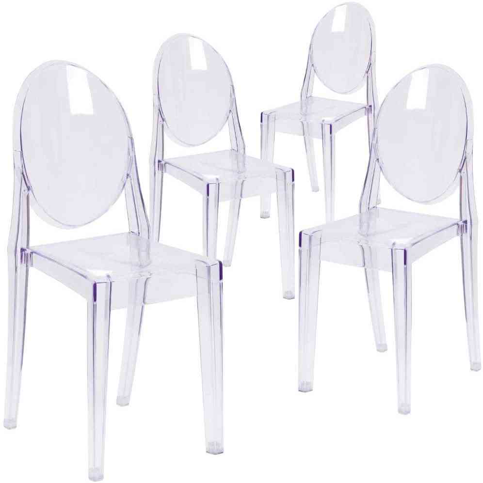 Modern Transparent Crystal Dining Chair With Oval Back