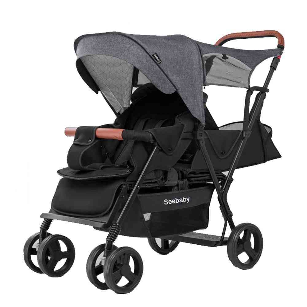 Double 4-wheel Baby Stroller Back Seat With Standing Board T12 European Style