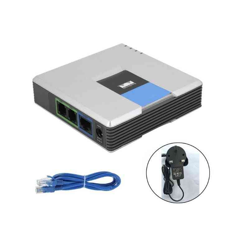 Voip gateway 2 portar sip v2 protokoll internet telefon röstadapter med nätverkskabel