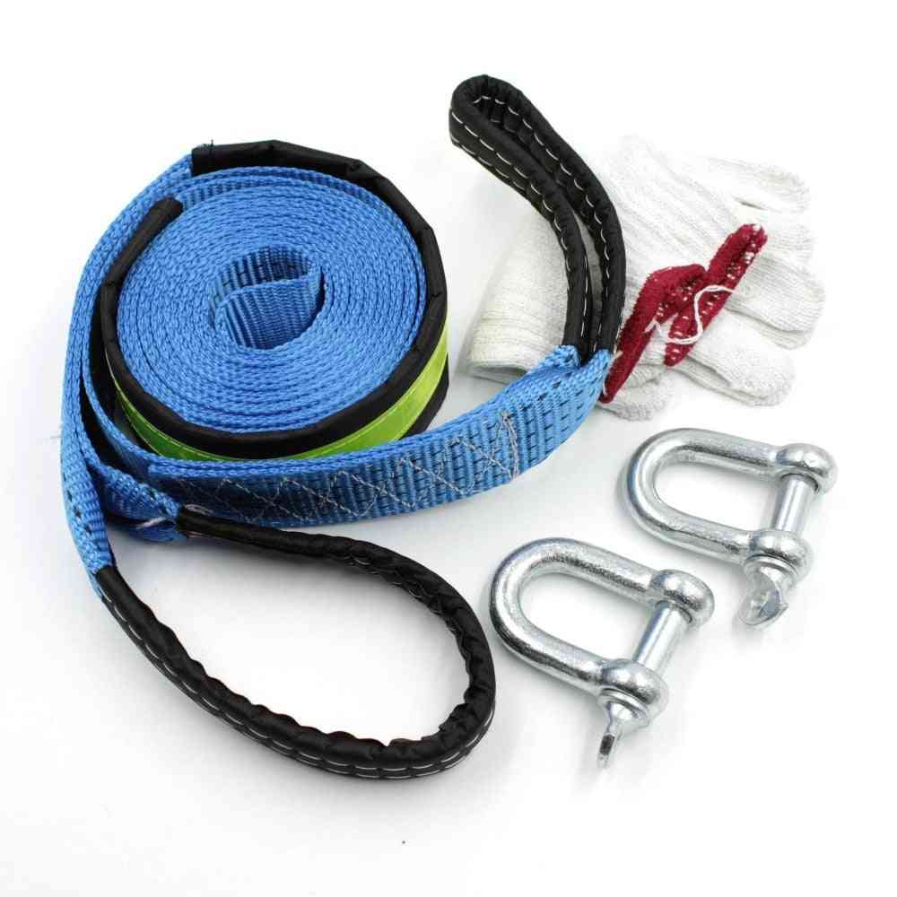 Towing Rope Strape, Cable With U Hooks, Shackle High Strength Nylon With Reflective Light For Car, Truck Trailer, Suv