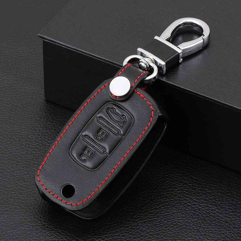 Car Flip Keys Leather Cases Fob Cover, Folding Key Chain Ring