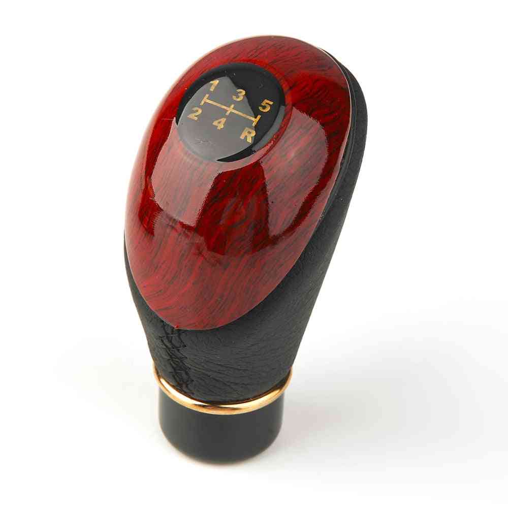 Exquisite Wooden Pu Leather Universal Car Truck 5-speed Lever Manual Gear Stick