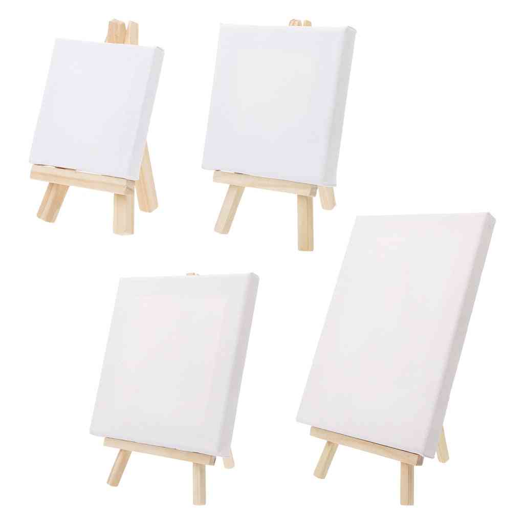 Mini Canvas And Natural Wood Easel Set For Art Painting & Drawing Craft