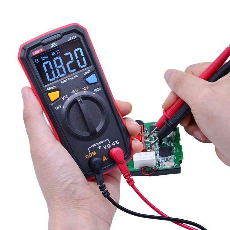 Multímetro digital de bolsillo, temperatura de la resistencia de voltaje