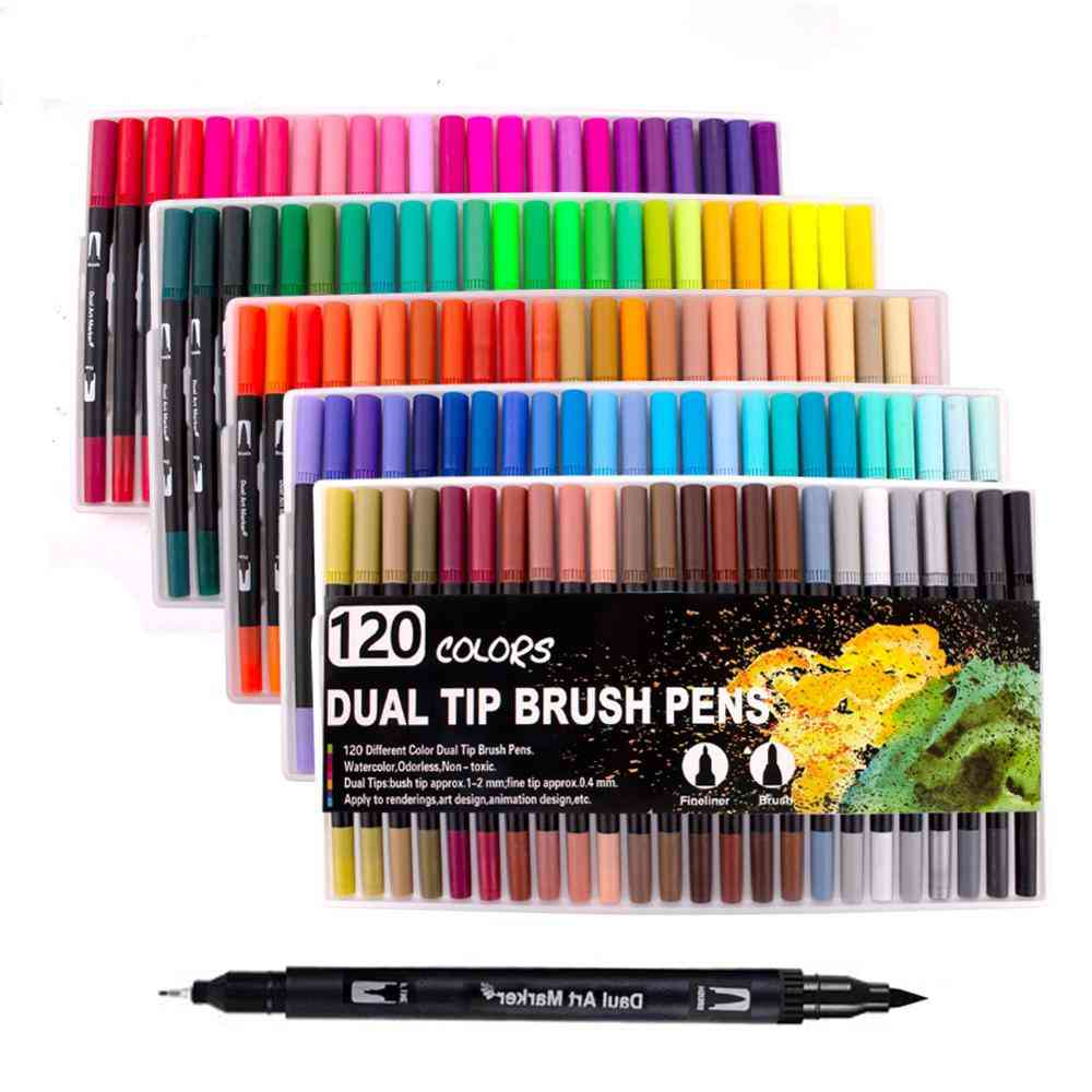 Fineliner Watercolor Brush Markers Dual Tip Drawing For Manga