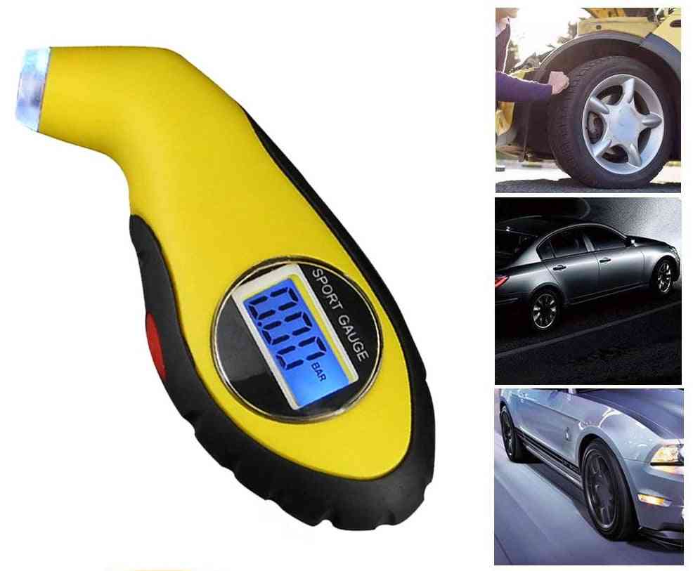 уред за измерване на налягането на въздуха в гумите, електронен цифров lcd автомобил гума манометър барометри инструмент тестер