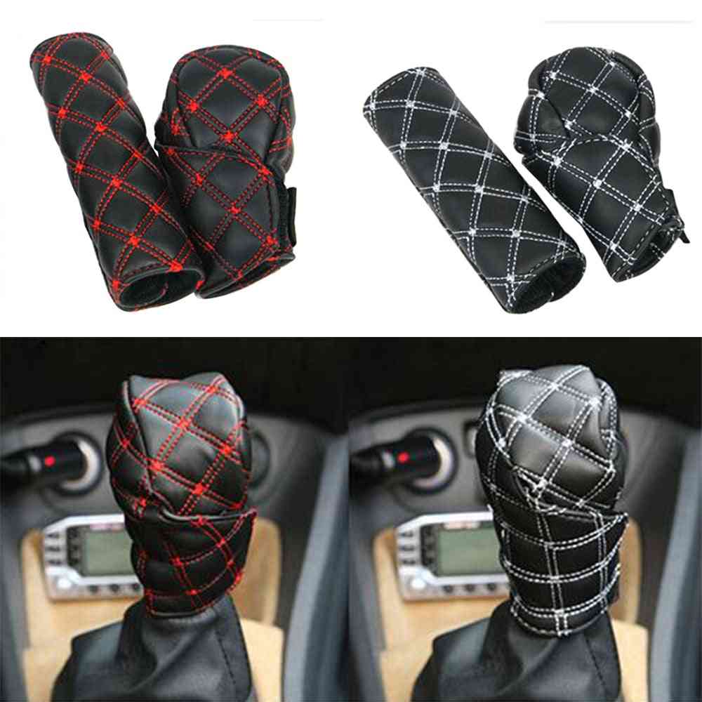 Faux Leather Car Gear Shift Knob, Hand Brake Cover Sleeve