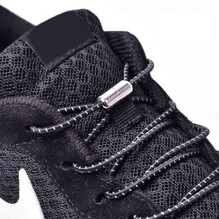 Elastic Locking Shoelaces Round No Tie Kids Adult Sneakers Quick Shoestrings