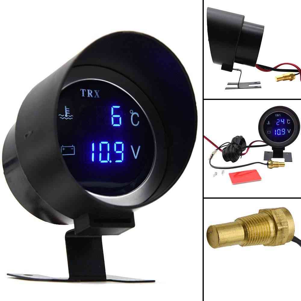 Round Digital Lcd Water Temp Gauge With Sensor For Car Truck
