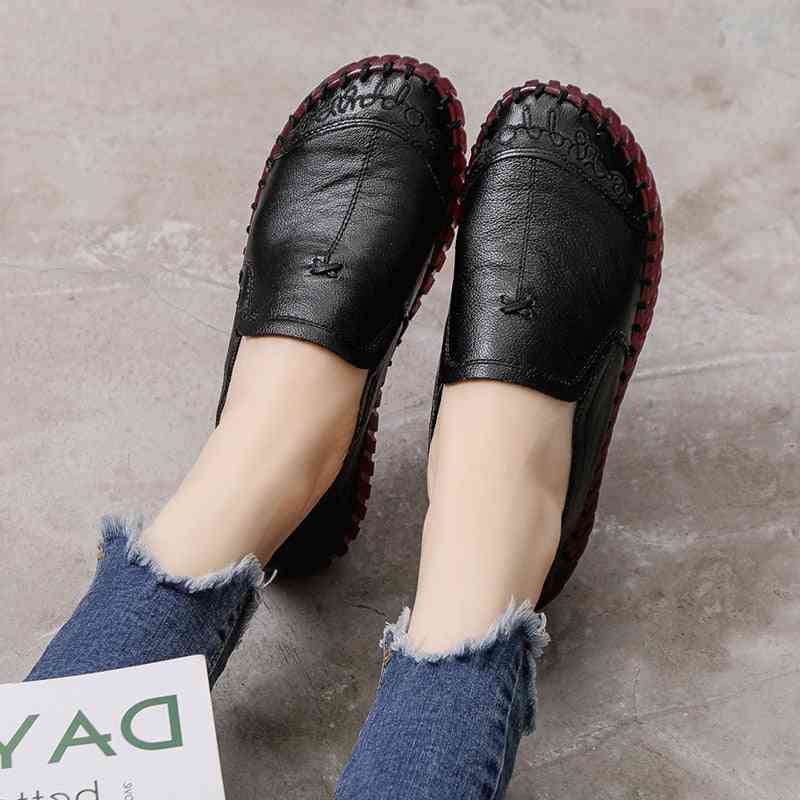 Women Genuine Leather Loafers Casual Comfortable Shoes