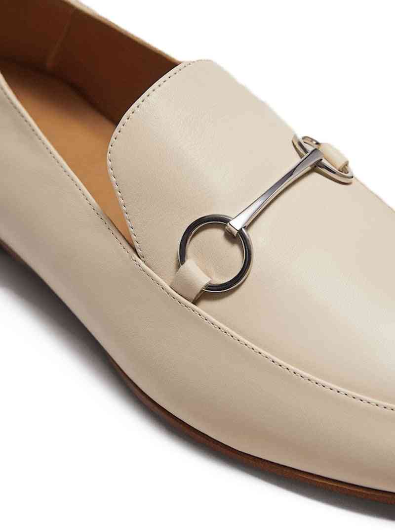 Kvinder stil kontor dame simpel massiv ægte læder fåreskind blød lok sko