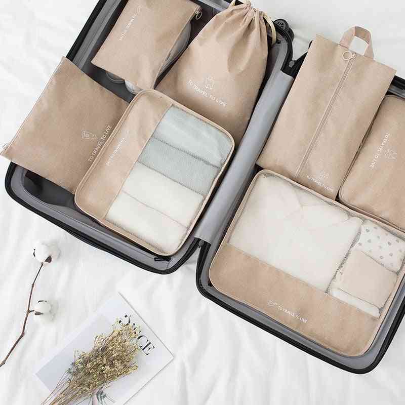 Travel Bag Set, Women & Men Luggage Organizer For Clothes Shoe