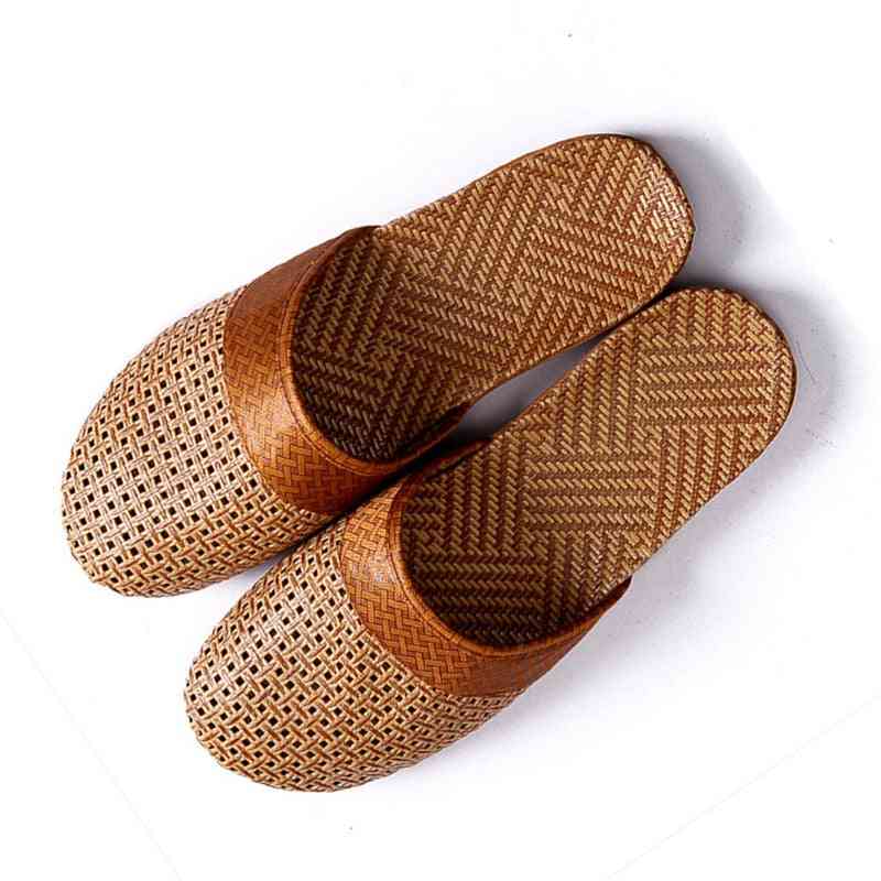 Sapatos de verão masculinos chinelos tecelagem de linho sandálias antiderrapantes respiráveis