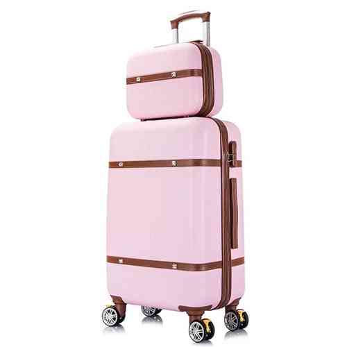 Cosmetic Bag, Students Rolling Luggage Spinner Trolley Case Travel Suitcase On Wheels