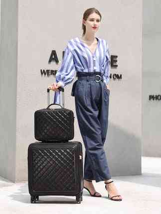 Læder rullende bagage sæt, spinner høj kvalitet luksus kuffert hjul rejsetaske