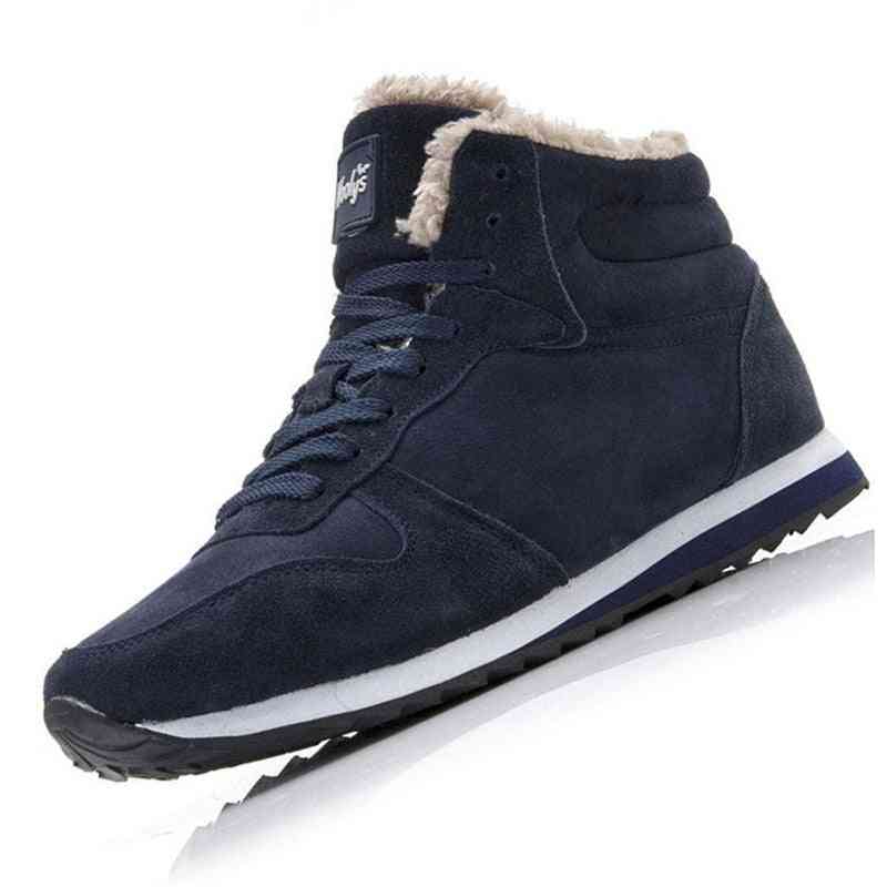 Men Boots, Warm Ankle, Leather Shoes, Winter Sneakers