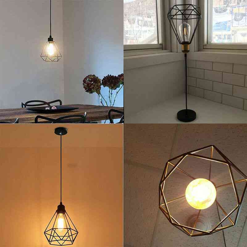 Retro pendellampa lampskärm-dekorativ bur form ram