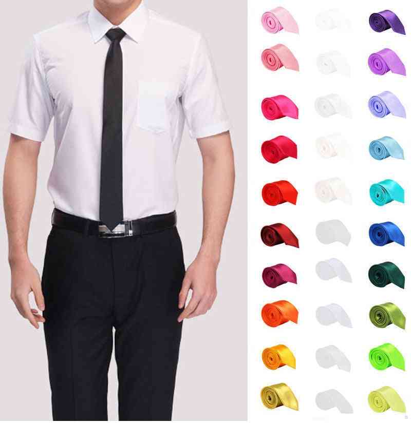 Cravates formelles de fête de cravate étroite en polyester de couleur unie
