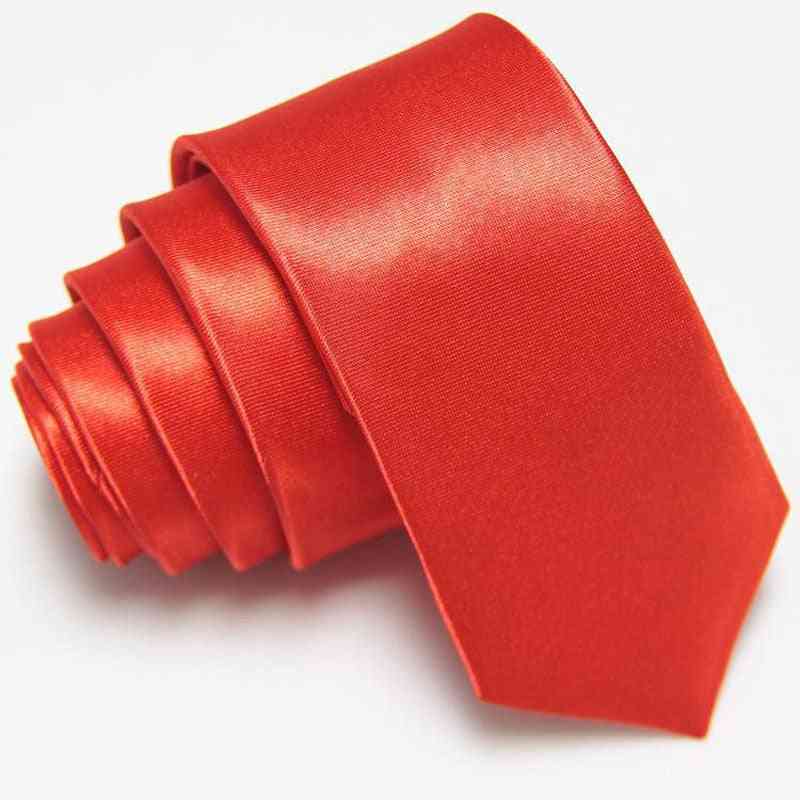 Slim Solid Color Polyester Narrow Cravat Party Formal Ties