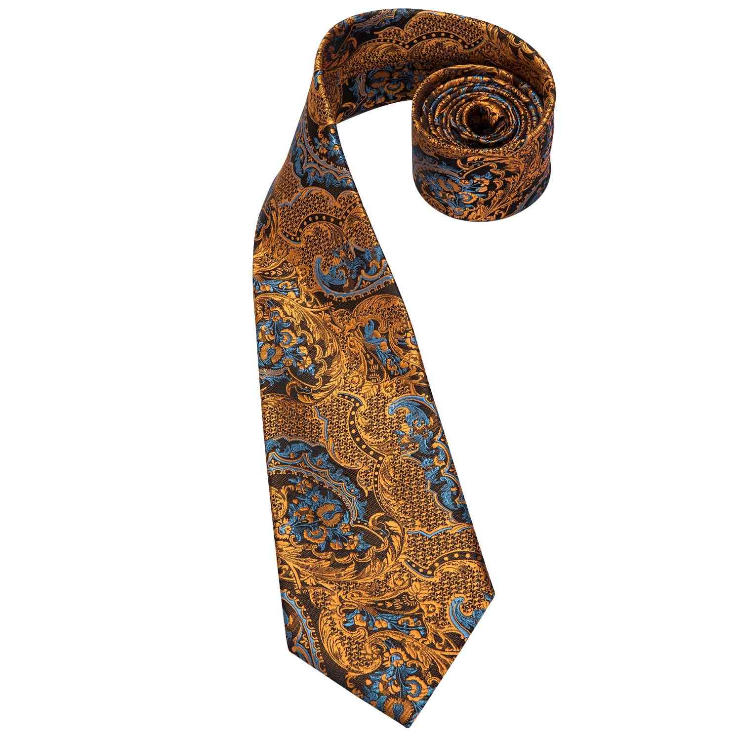 Hi-tie svilena luksuzna cvetlična črna zlata paisley vratu kravata žep kvadratne manšete set