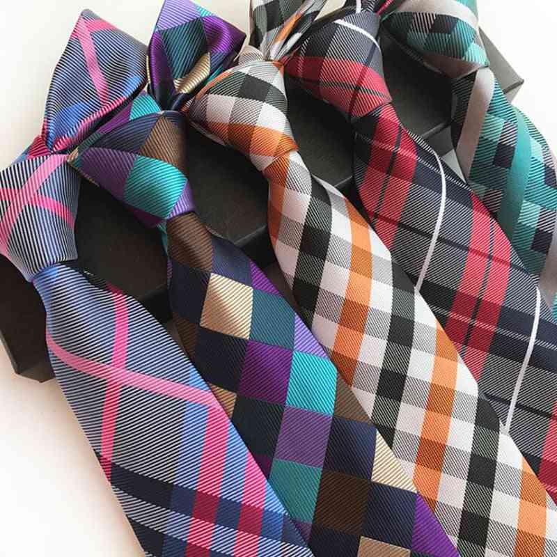 Fashion Silk Plaid Jacquard Weave Necktie