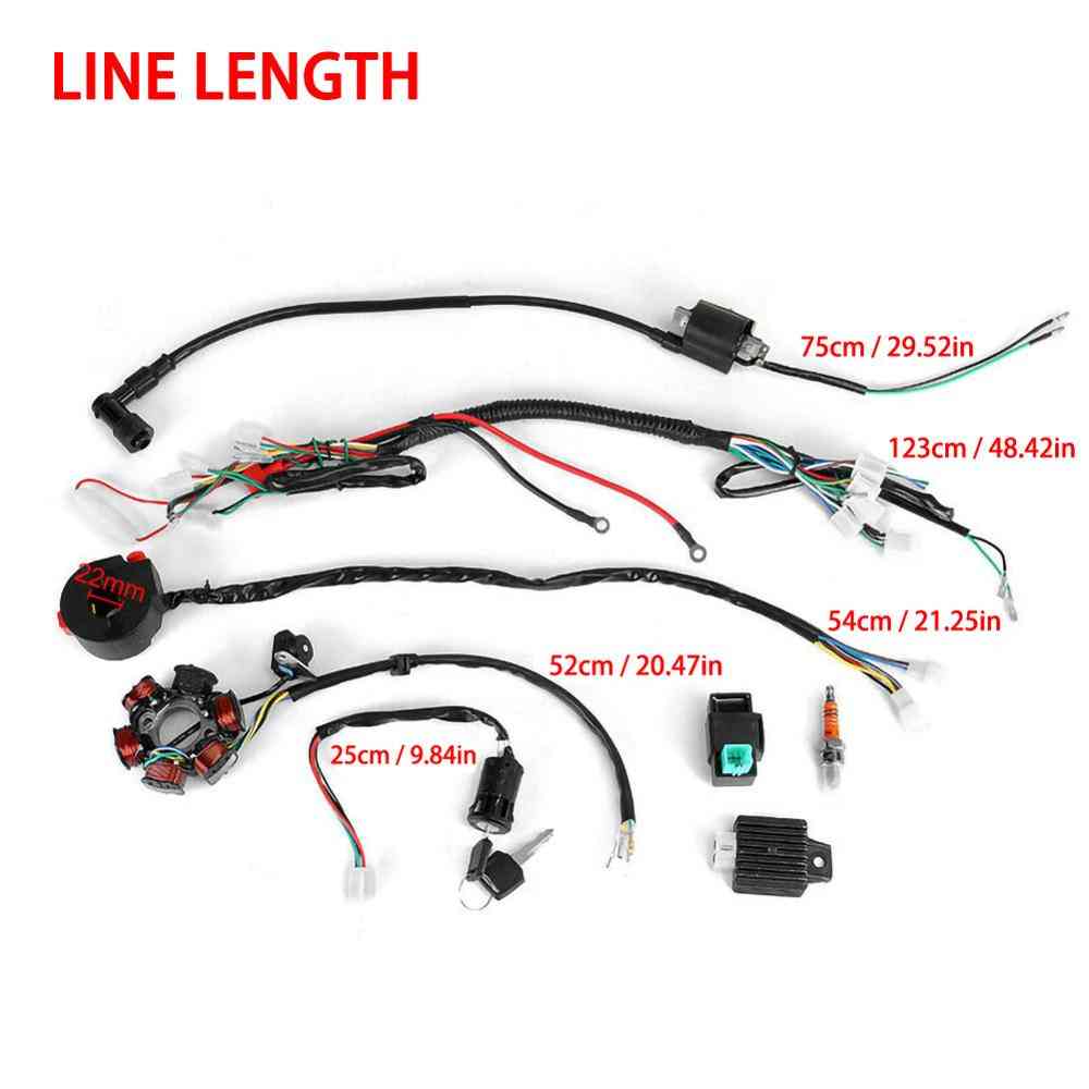 Dirt Bike Atv Quad Wire Harness For 50-125cc Start Electric Assembly Wiring