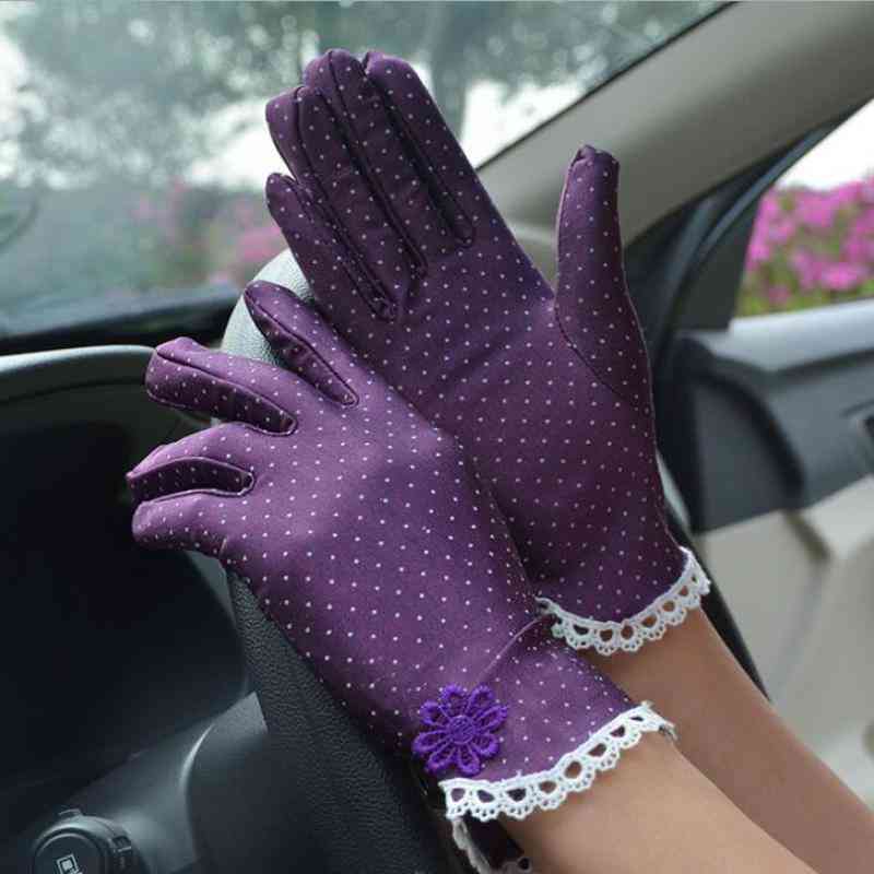 Women's Summer Dot Gloves With Lace Patchwork