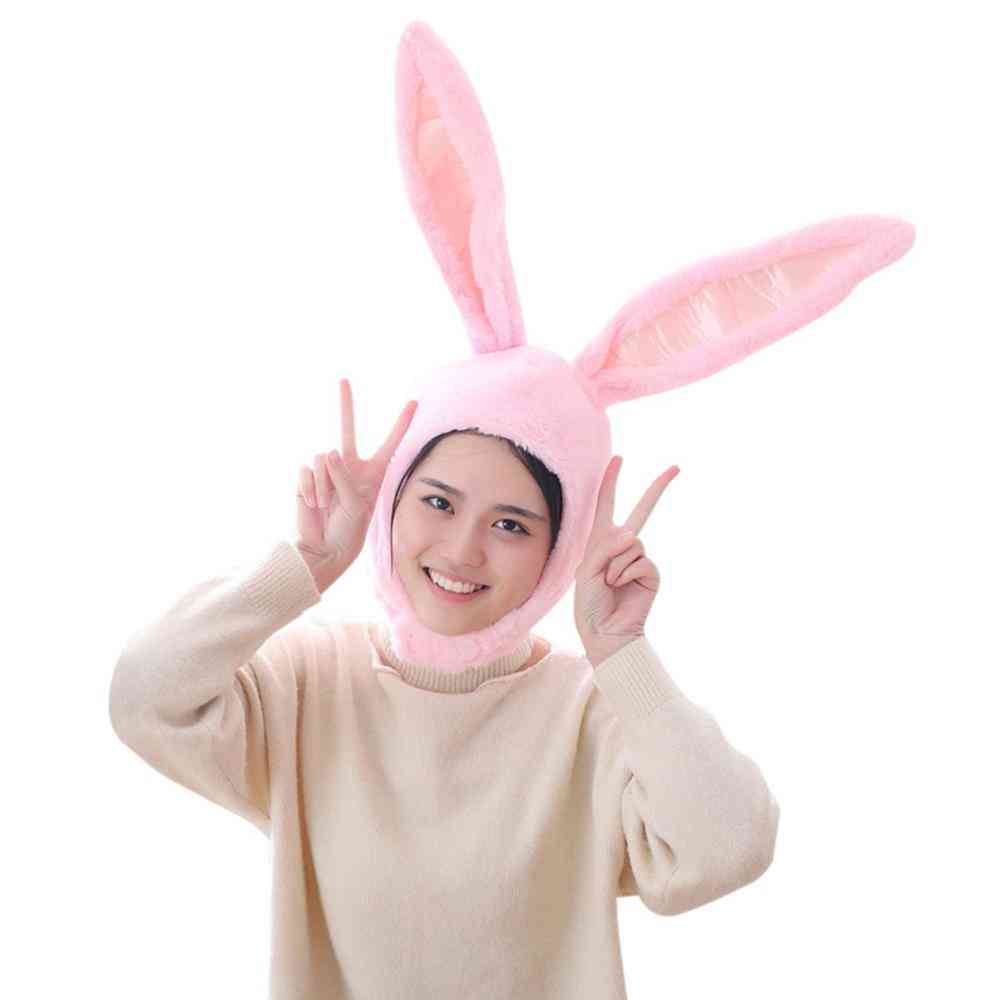 Sombrero de orejas de conejo, lindo accesorio de fotografía con capucha de conejo de felpa