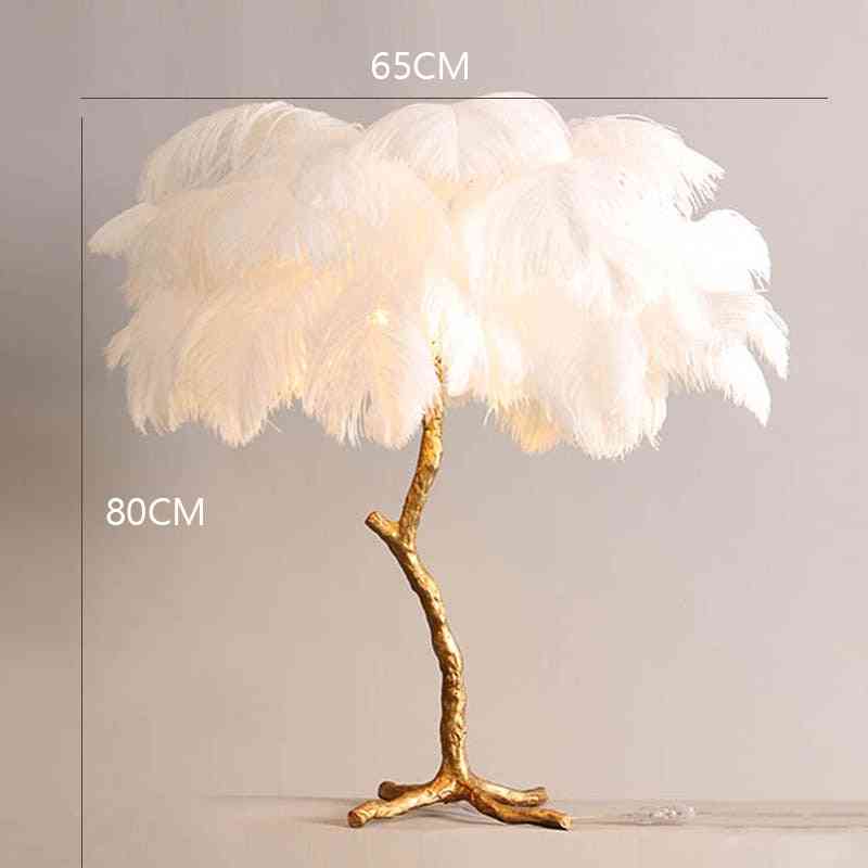 Nordic Ostrich Feather Floor Lamp, Living Room Resin Stand Light