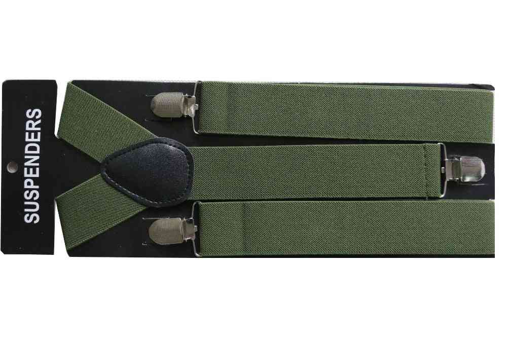 3.5cm Wide Clip-on Adjustable Army  Plain Suspenders