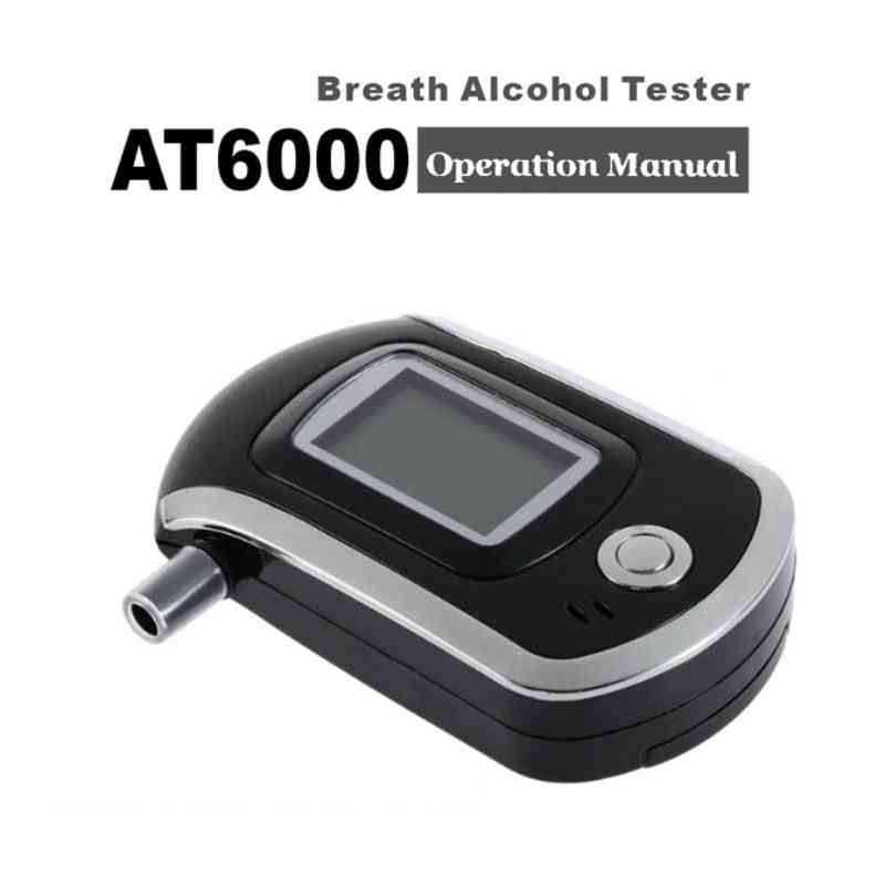 At6000, 5-mouthpieces- Digital Breath, Alcohol Tester Breathalyzer With Lcd Dispaly