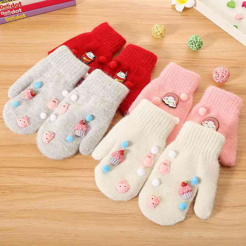 Winter Knit Wool Velvet Mittens To Keep Finger Warm For Newborn
