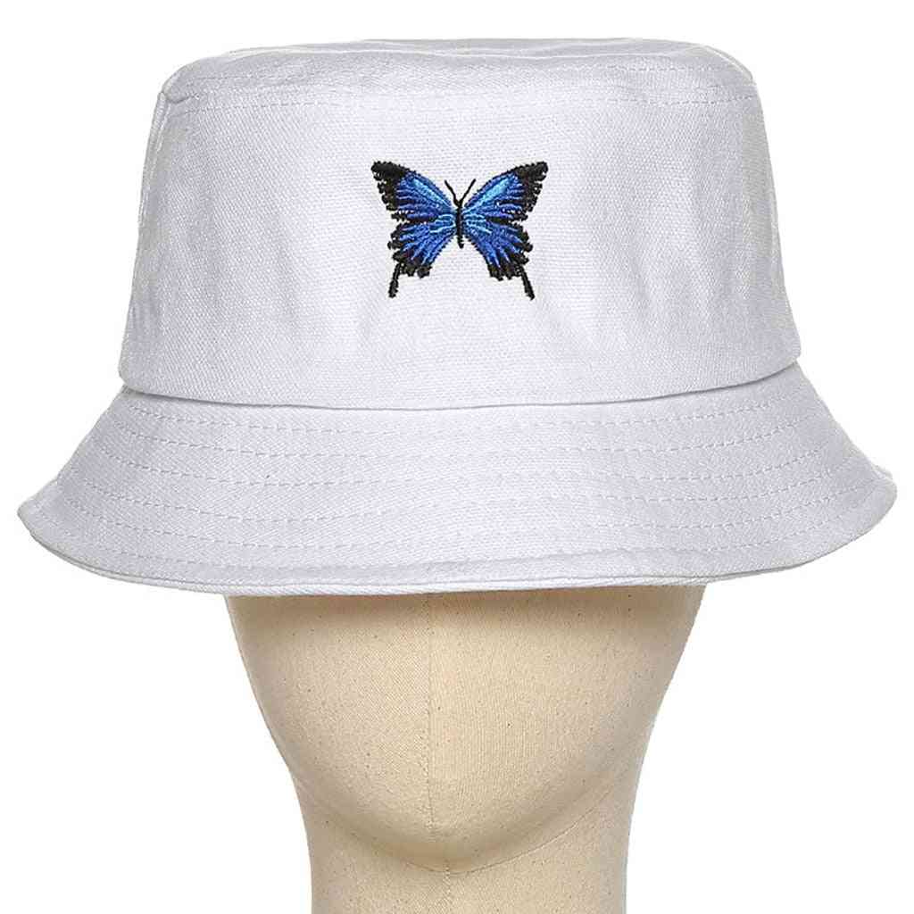 Opvouwbare bucket hat met vlinderborduurwerk