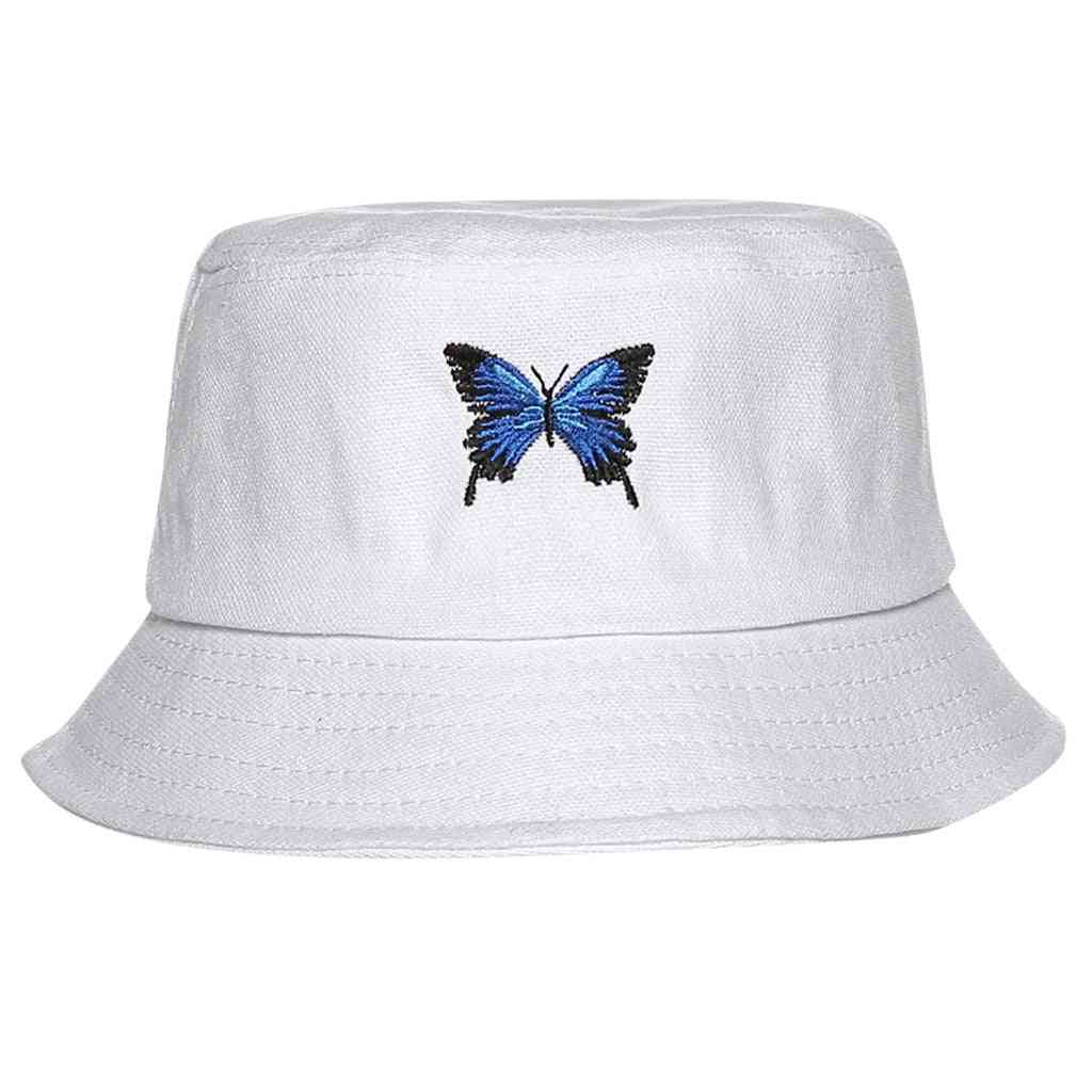 Sombrero de pescador plegable con bordado de mariposa
