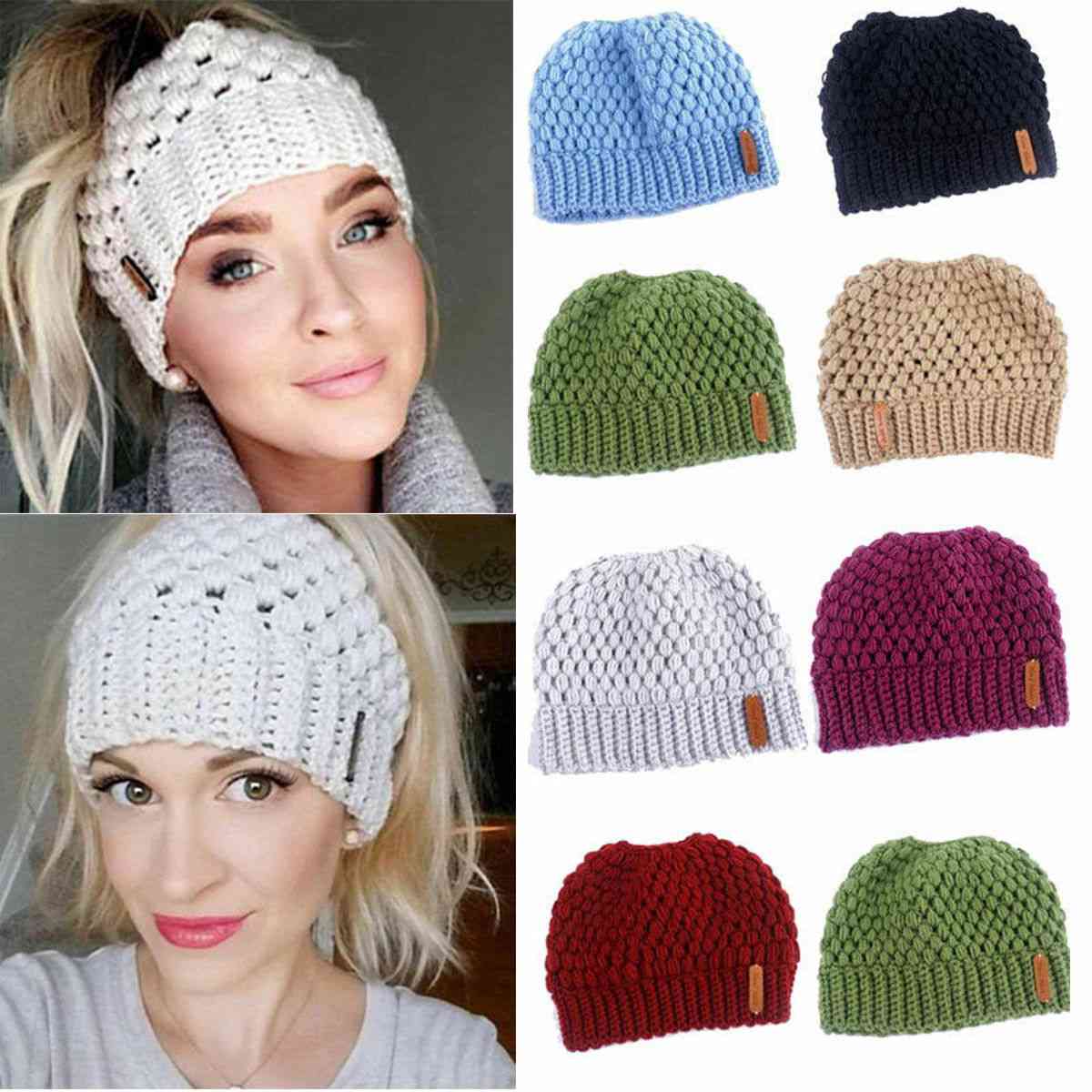 Winter Knitting Hats, Women Ladies Girl Stretch Warm Cap