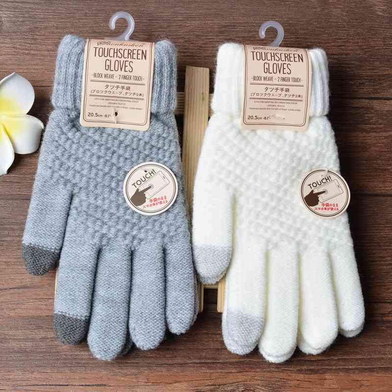 Warm Stretch Knit, Full Finger Touch Screen Gloves/women