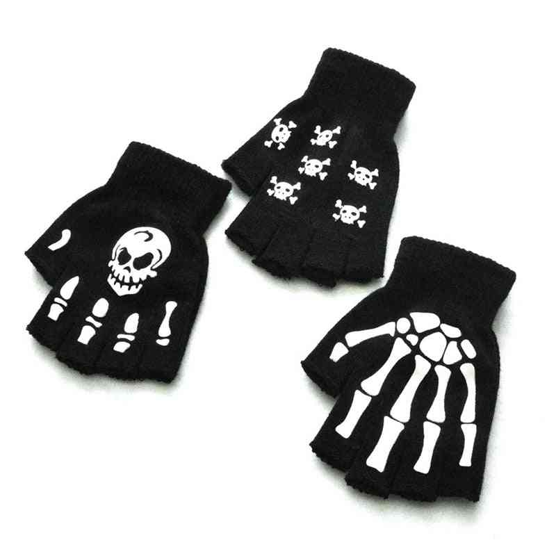 унисекс хелоуин ужас череп, нокът, кост, половин ръкавици в стил скелет