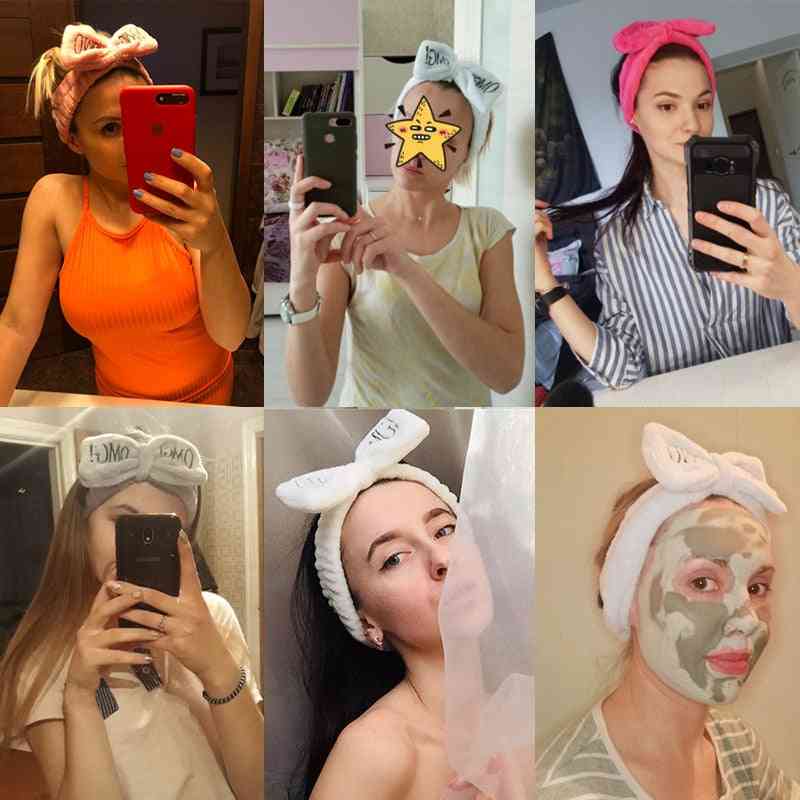 Girls Bow Wash Face Turban Makeup Elastic Hair Bands Accessories