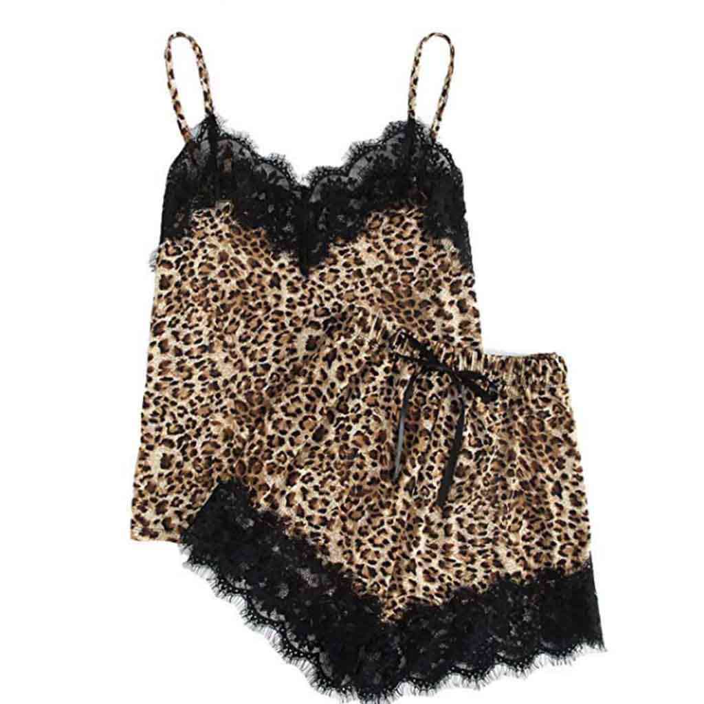 Sling nachtkleding lingerie kanten luipaardprint ondergoed