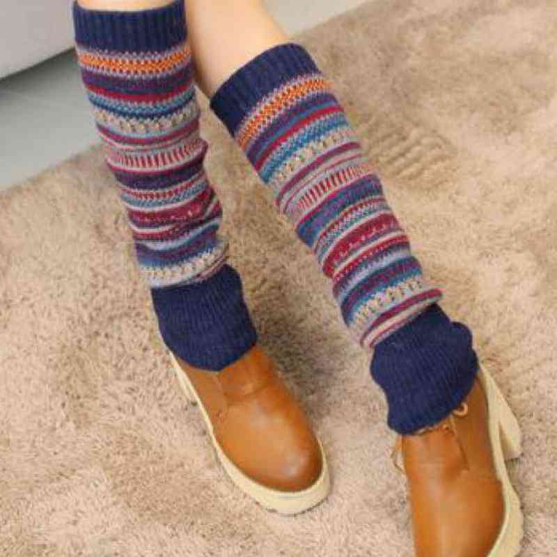 Striped Pattern, Winter Warm High Knee Socks