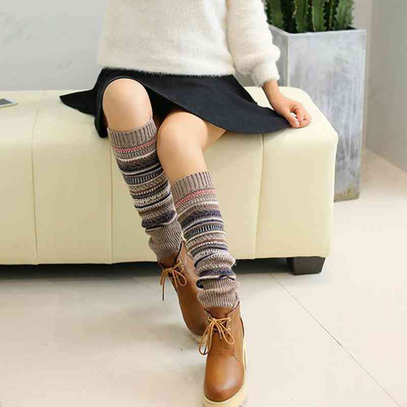 Striped Pattern, Winter Warm High Knee Socks