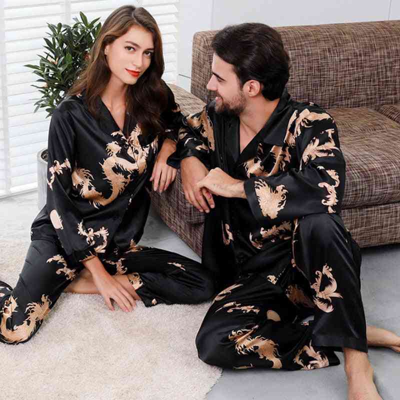 2pc Set Of Silk Satin Sleepwear Suit And Man