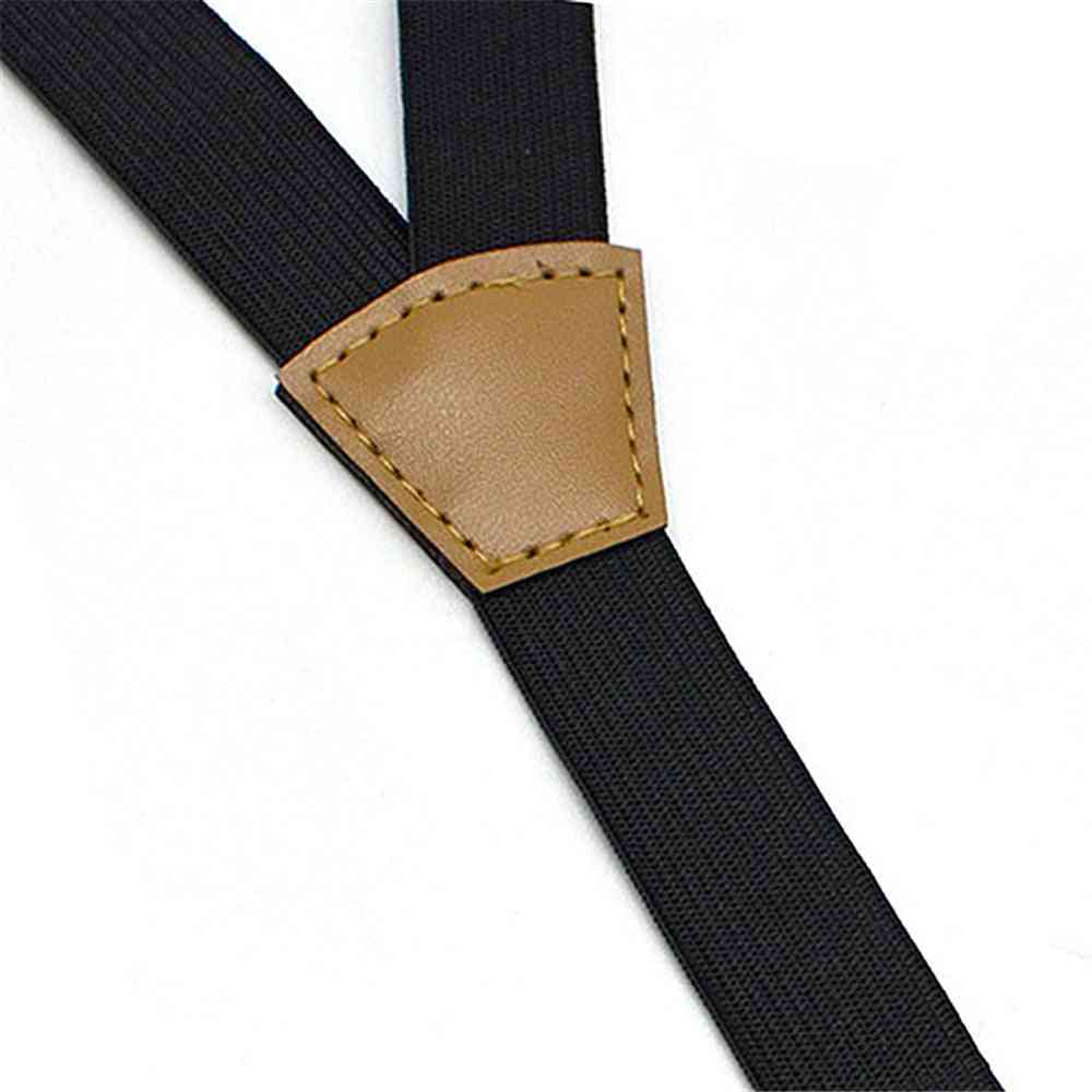 Boys Elastic Button Suspenders, Kids Real Leather, Fashion Braces